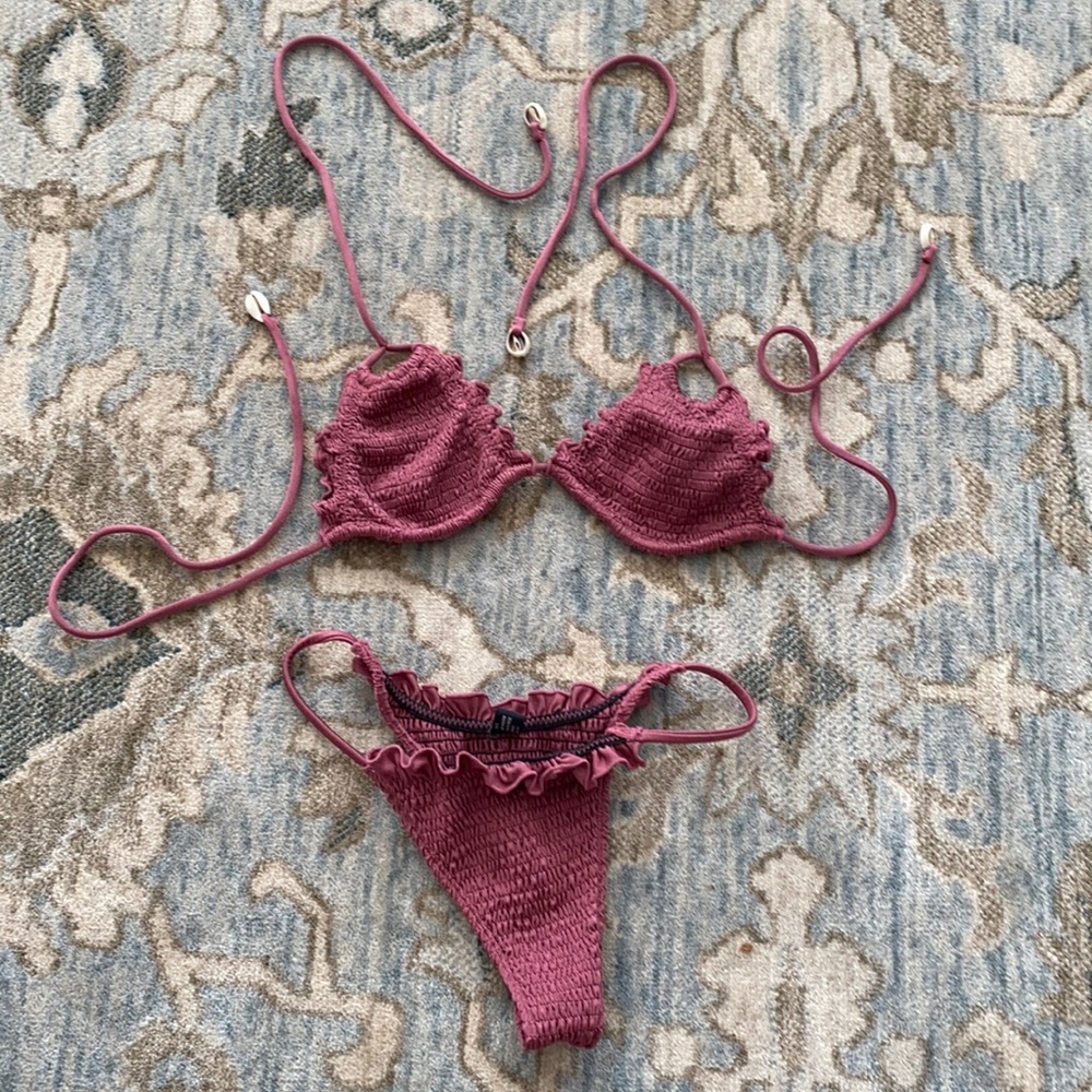 Indah dusty rose ruffled bikini
